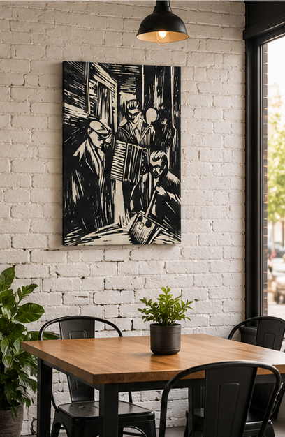 The Street Musicians - Aluminum Print